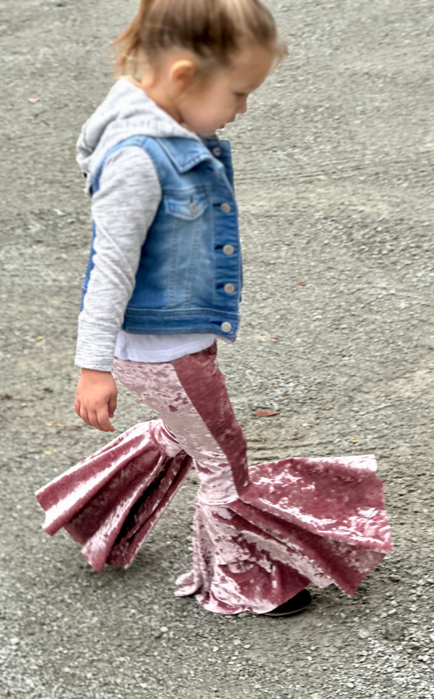 Grey Velvety Bell Bottoms